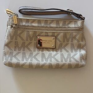 Michael Kors Monogram Beige Wristlet